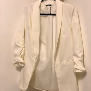 Boohoo Oversized White Blazer w/ Cinched Sleeves